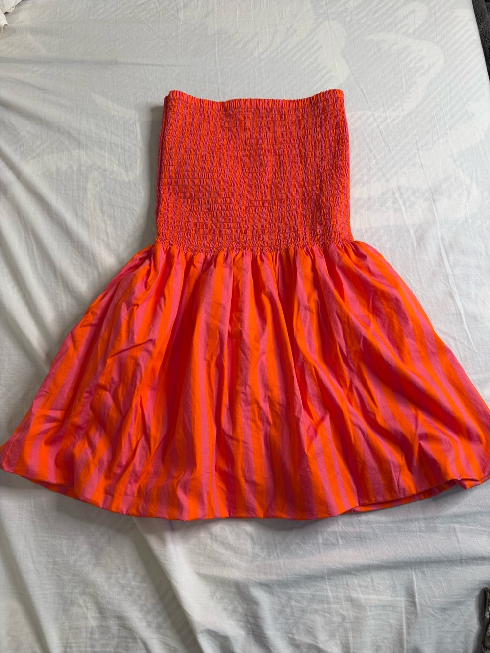 Strapless Pink and Orange Summer Dress